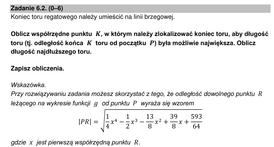 Zadanie 6.2: Najdłuższy tor regatowy - matura matematyka 2023