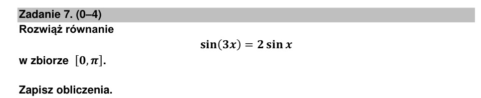 Zadanie 7: Sinus potrójnego kąta - matura matematyka 2023