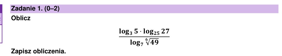 Zadanie 1: Wartość ilorazu logarytmów - matura matematyka 2023