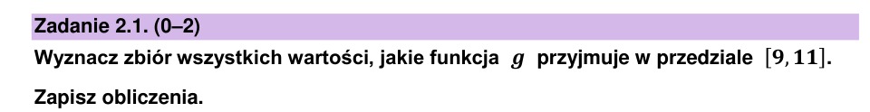 Zadanie 2.1: Zbiór wartości funkcji - matura matematyka 2023