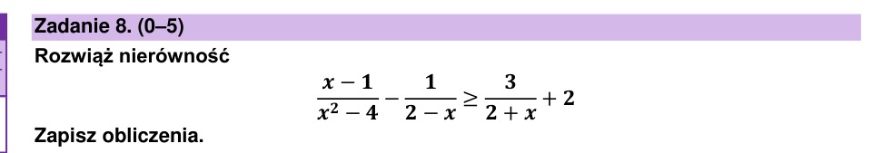 Zadanie 8: Nierówność wymierna - matura matematyka 2023