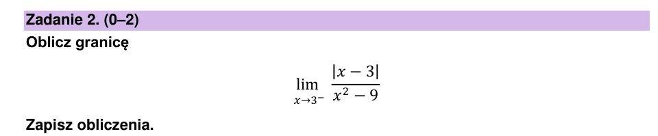 Zadanie 2: Granica lewostronna funkcji - matura matematyka 2024