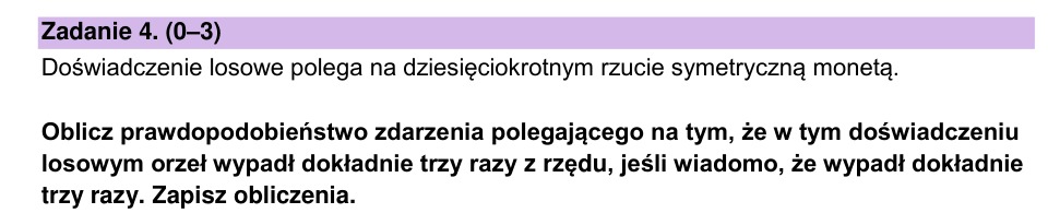 Zadanie 4: Prawdopodobieństwo serii orłów - matura matematyka 2024