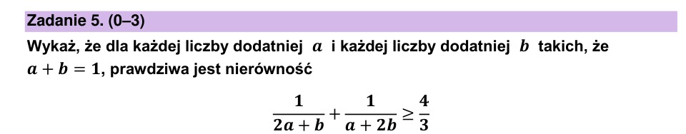 Zadanie 5: Nierówność przy sumie jeden - matura matematyka 2024