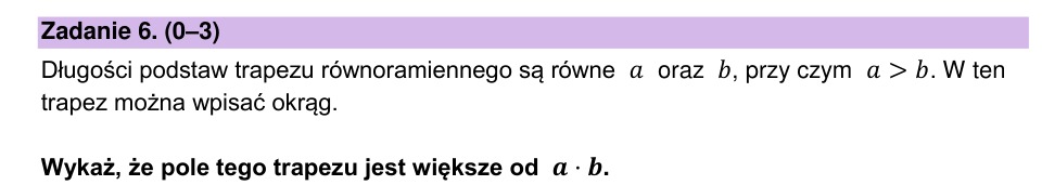 Zadanie 6: Pole trapezu z okręgiem - matura matematyka 2024