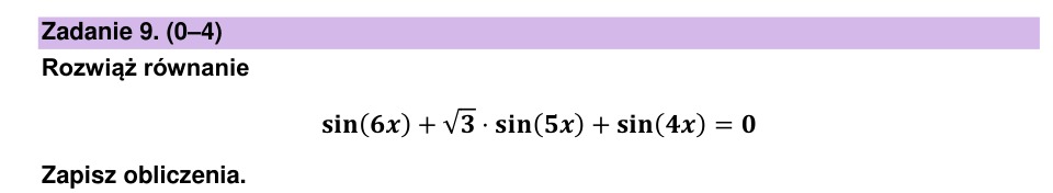 Zadanie 9: Równanie z sumą sinusów - matura matematyka 2024