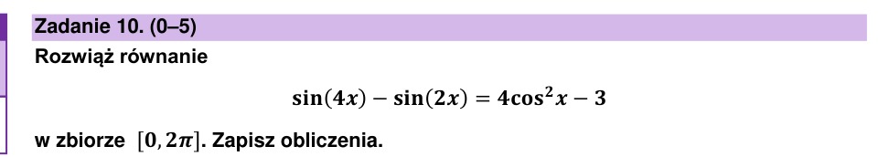 Zadanie 10: Równanie trygonometryczne - matura matematyka 2024