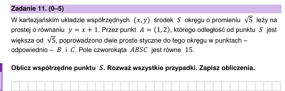 Zadanie 11: Współrzędne środka okręgu - matura matematyka 2024