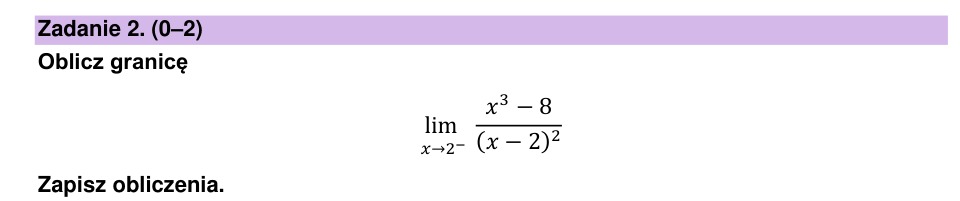 Zadanie 2: Granica jednostronna funkcji - matura matematyka 2024