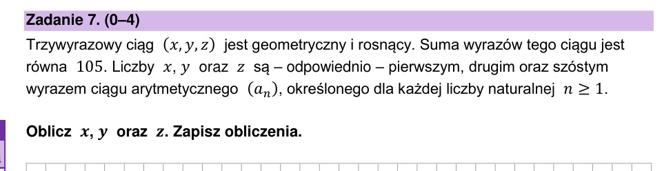 Zadanie 7: Ciąg geometryczny i arytmetyczny - matura matematyka 2024