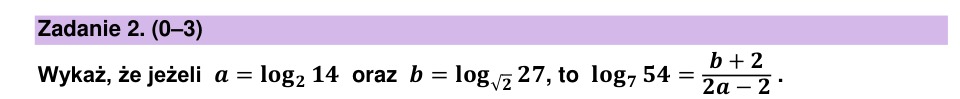 Zadanie 2: Logarytm wyrażony przez a i b - matura matematyka 2025