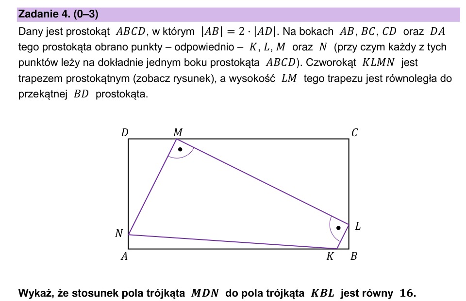 Zadanie 4: Stosunek pól trójkątów - matura matematyka 2025