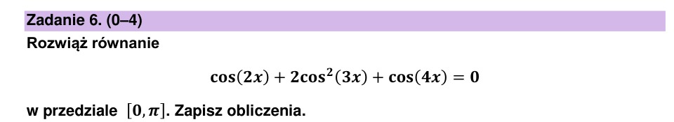 Zadanie 6: Równanie trygonometryczne w przedziale - matura matematyka 2025