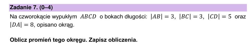 Zadanie 7: Promień okręgu opisanego - matura matematyka 2025