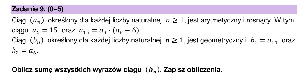 Zadanie 9: Suma ciągu geometrycznego - matura matematyka 2025