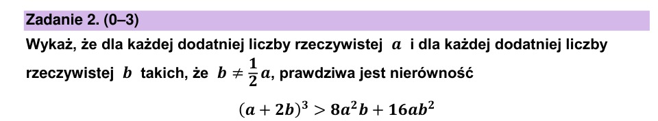 Zadanie 2: Nierówność dla liczb dodatnich - matura matematyka 2025