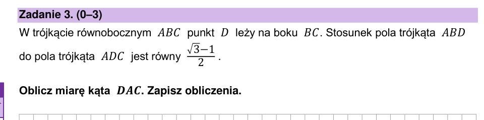 Zadanie 3: Miara kąta DAC - matura matematyka 2025
