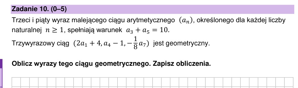 Zadanie 10: Wyrazy ciągu geometrycznego - matura matematyka 2025