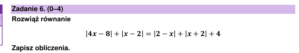Zadanie 6: Równanie z wartością bezwzględną - matura matematyka 2025