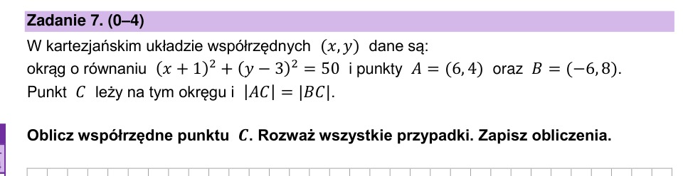 Zadanie 7: Współrzędne punktu na okręgu - matura matematyka 2025