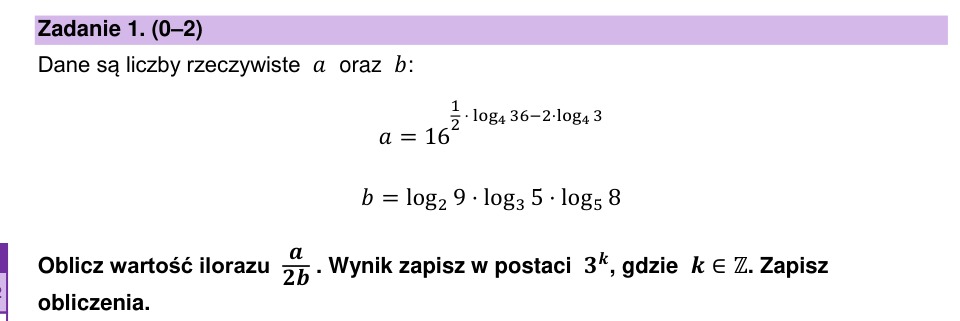 Zadanie 1: Iloraz potęg logarytmów - matura matematyka 2026