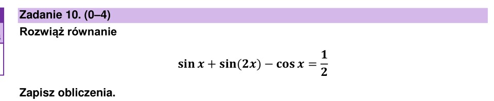Zadanie 10: Równanie trygonometryczne - matura matematyka 2026