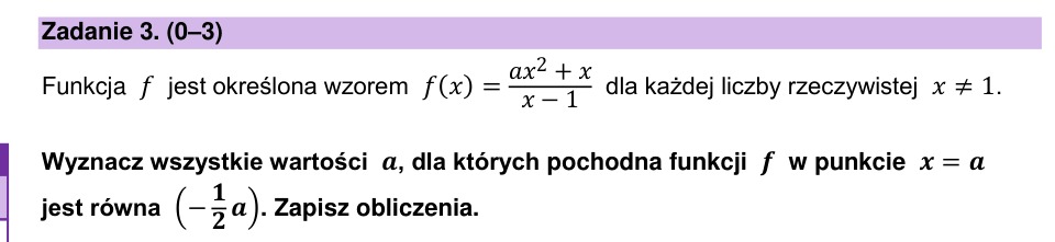 Zadanie 3: Parametr pochodnej funkcji - matura matematyka 2026