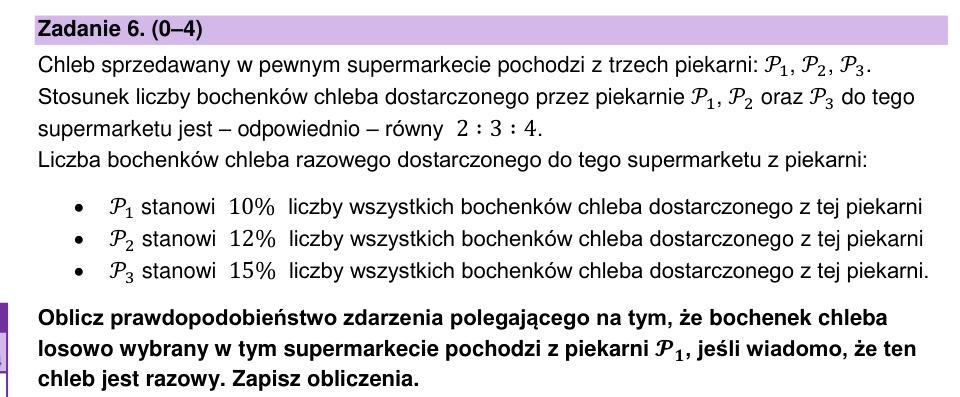 Zadanie 6: Chleb razowy z piekarni - matura matematyka 2026
