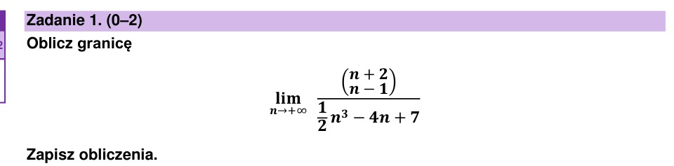 Zadanie 1: Granica symbolu Newtona - matura matematyka 2026