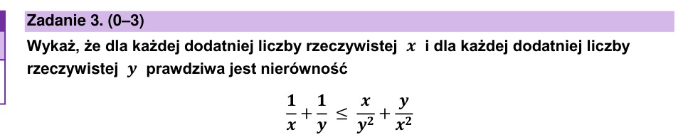 Zadanie 3: Nierówność dla liczb dodatnich - matura matematyka 2026